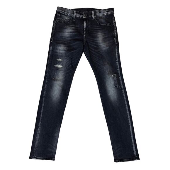R13 Skate Jeans in Varial Black Distressed Skinny Jeans Men's 30x31 Y2K Skater - Picture 1 of 15